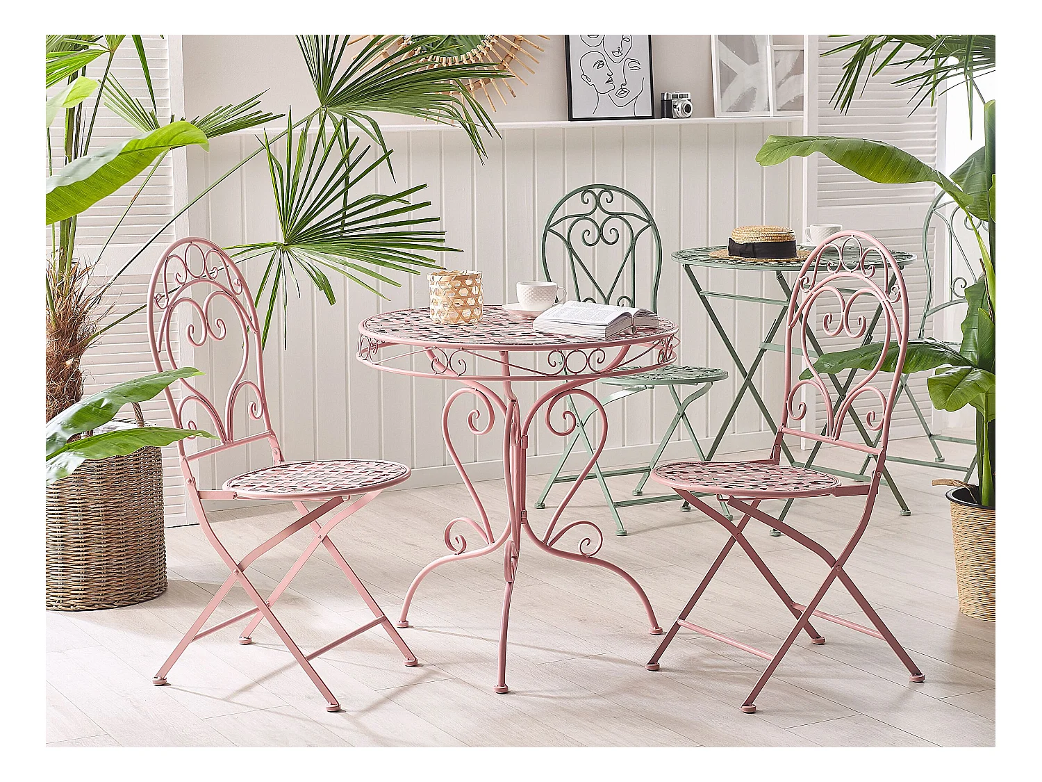 Gartenstuhl 2er Set ALBINIA Metall Rosa