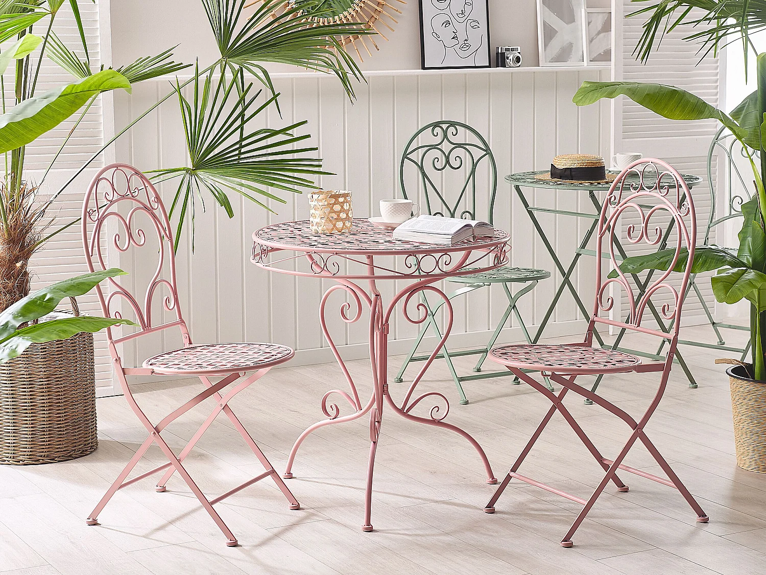 Lot de 2 chaises de jardin ALBINIA Métal Rose