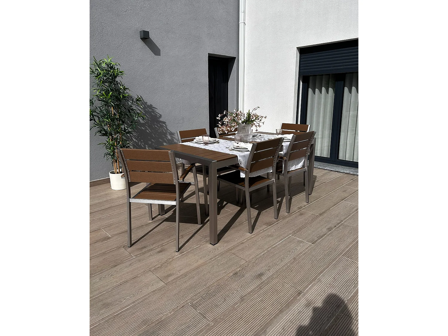 Gartenstuhl 6er Set VERNIO Braun
