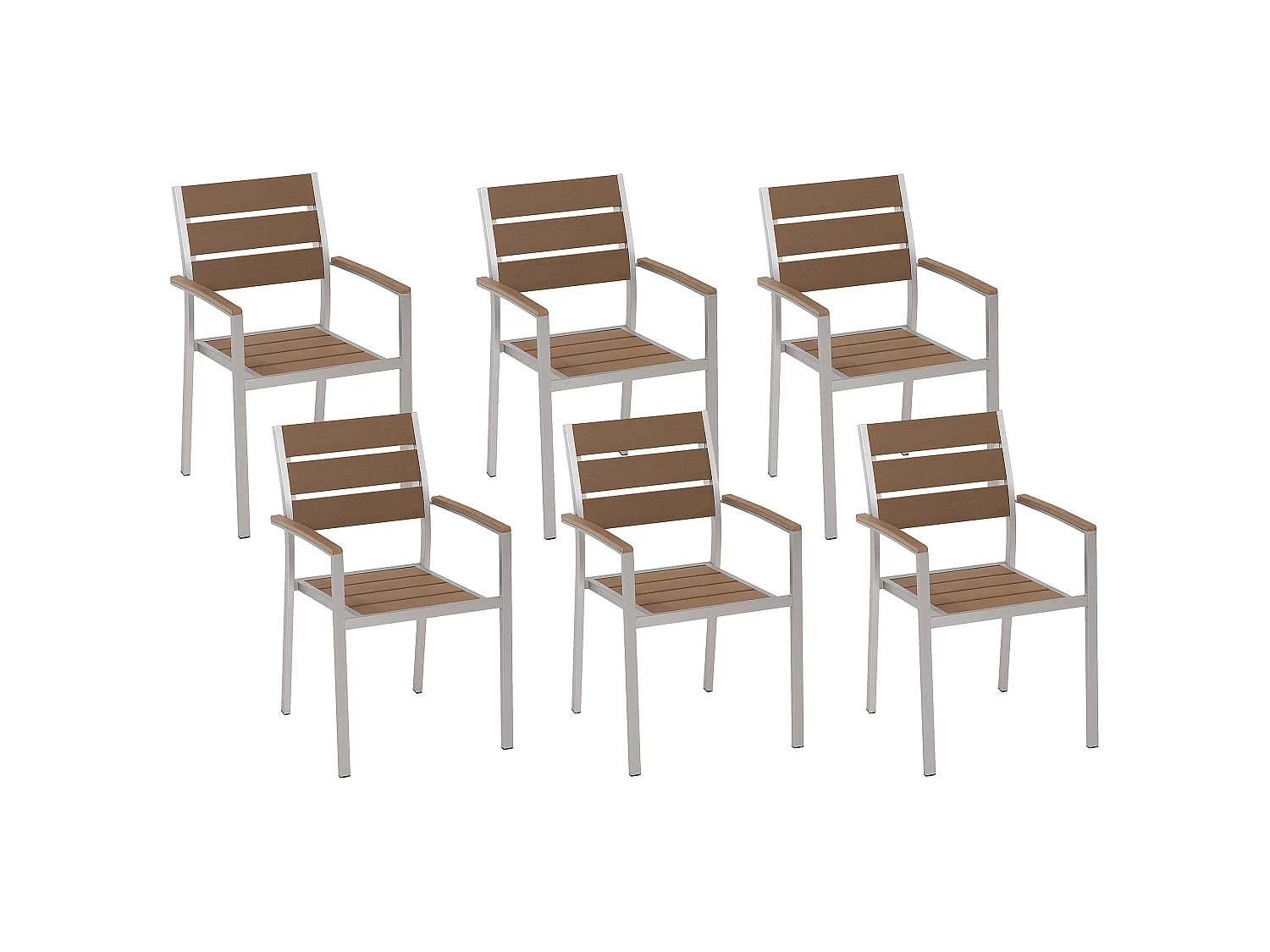 Set of 6 Garden Chairs VERNIO Brown
