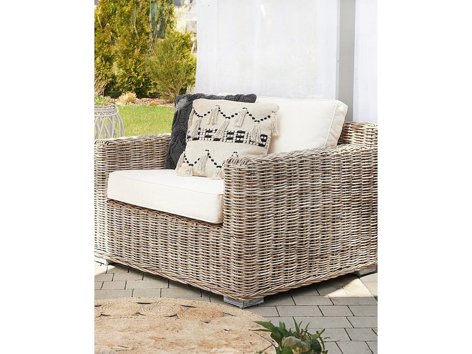 Set van 2 tuinfauteuils ARDEA Rotan Lichtbruin