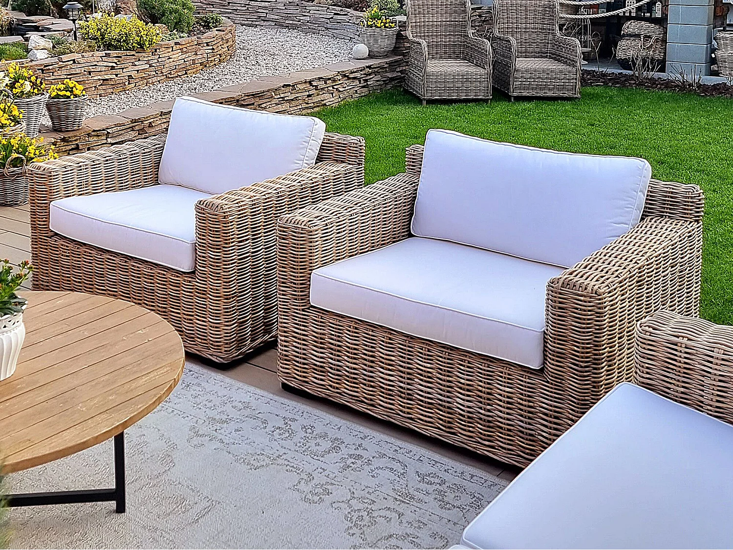 Ensemble de 2 fauteuils de jardin ARDEA Rotin Marron clair