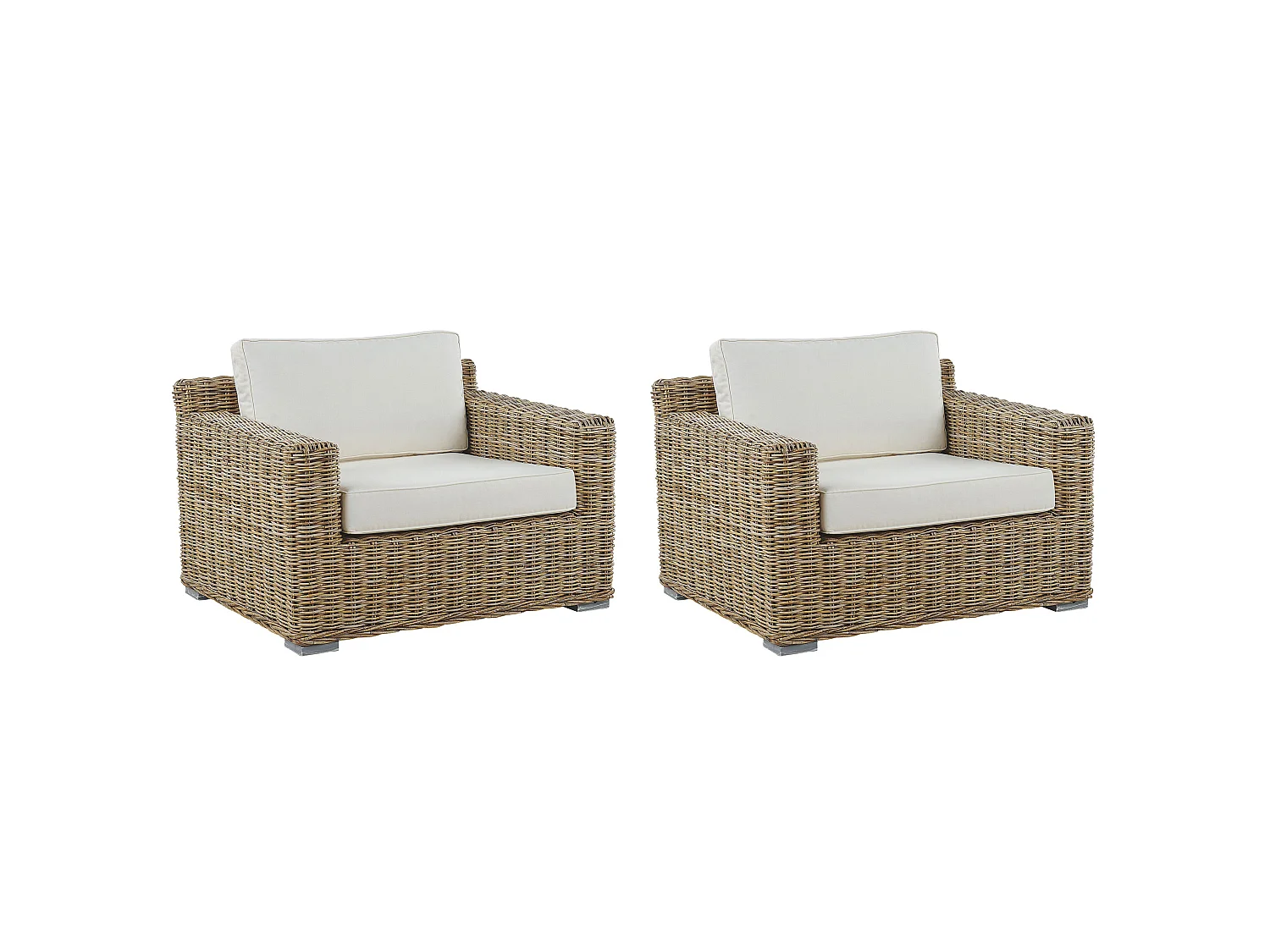 Set van 2 tuinfauteuils ARDEA Rotan Lichtbruin