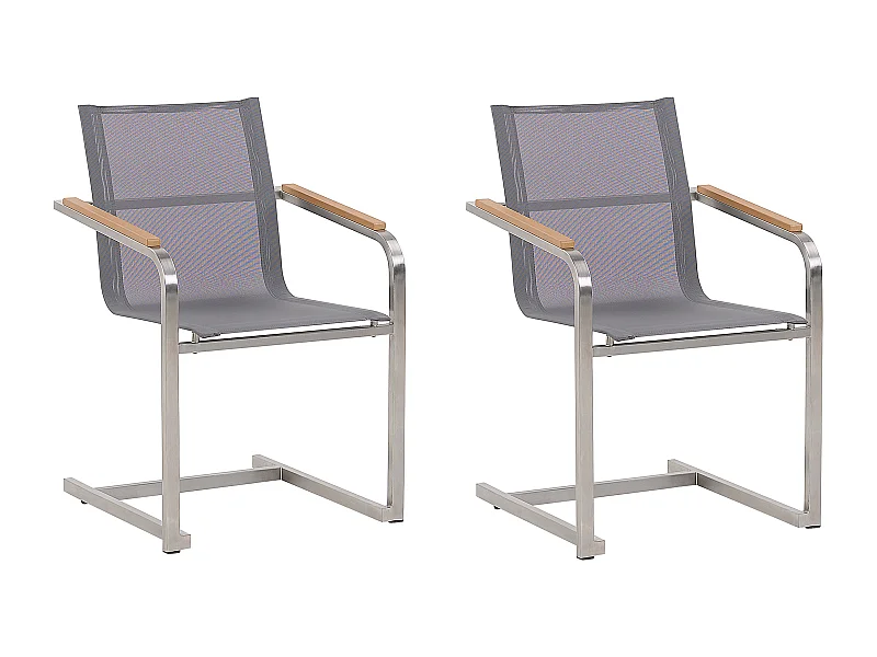 Lot de 2 chaises de jardin COSOLETO Acier inox Gris
