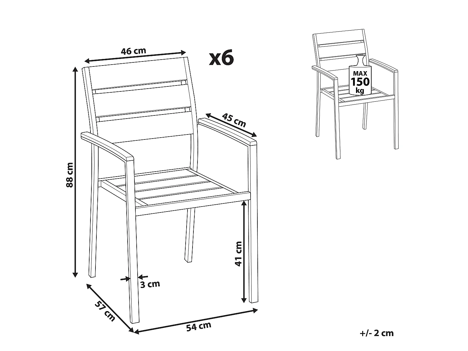 Set of 6 Garden Chairs VERNIO White