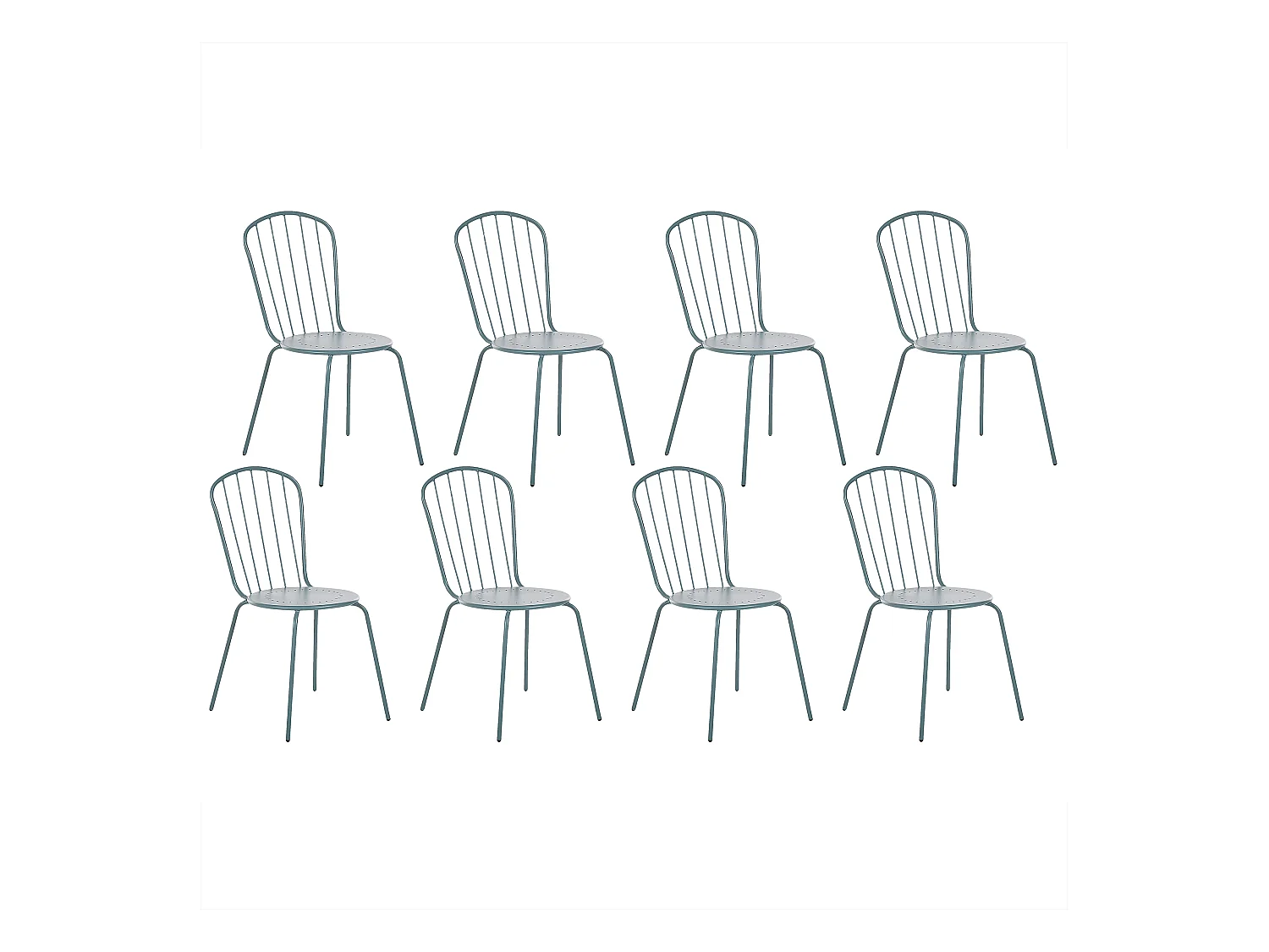Lot de 8 chaises CALVI Métal Bleu clair