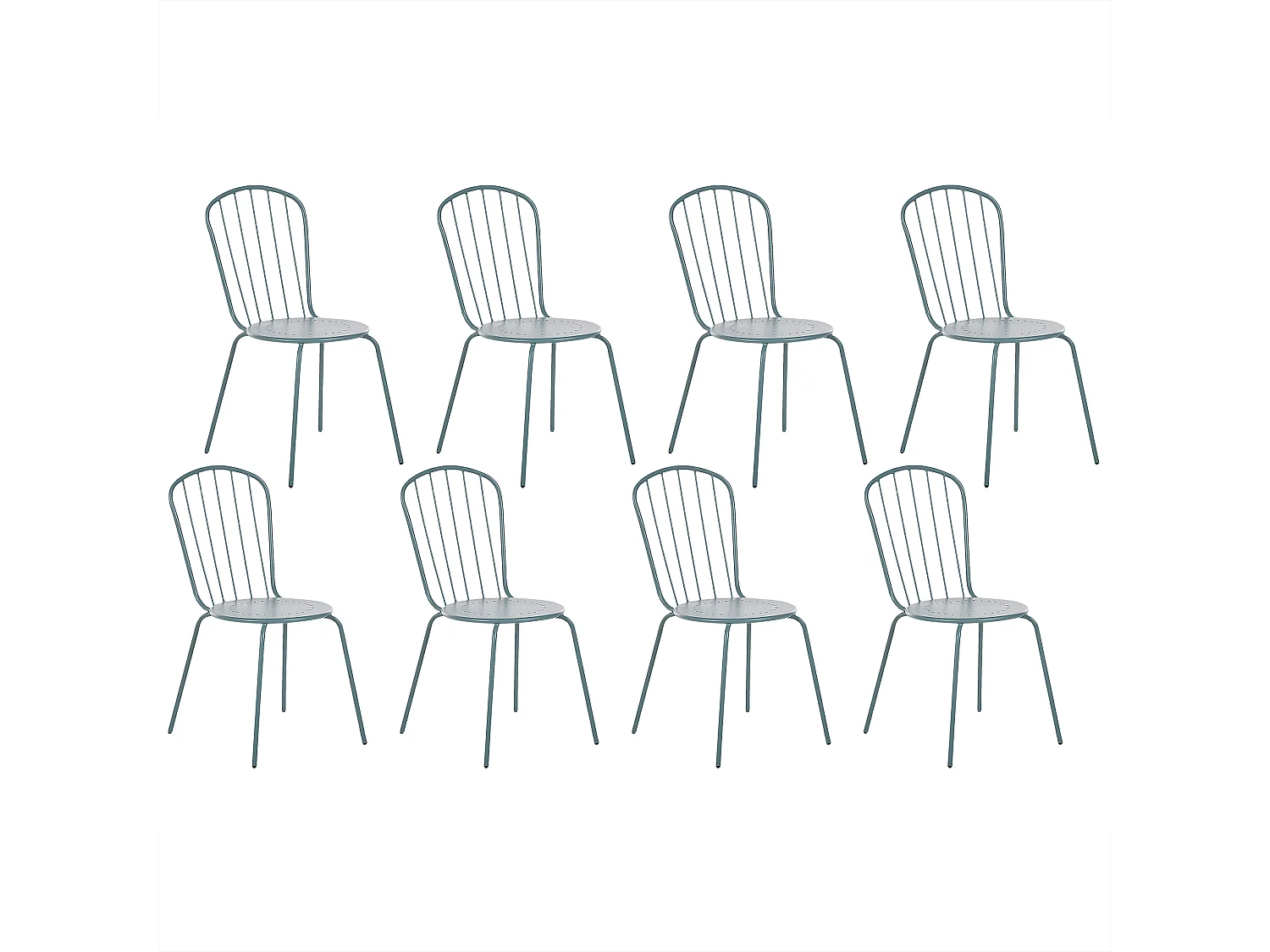 Lot de 8 chaises CALVI Métal Bleu clair