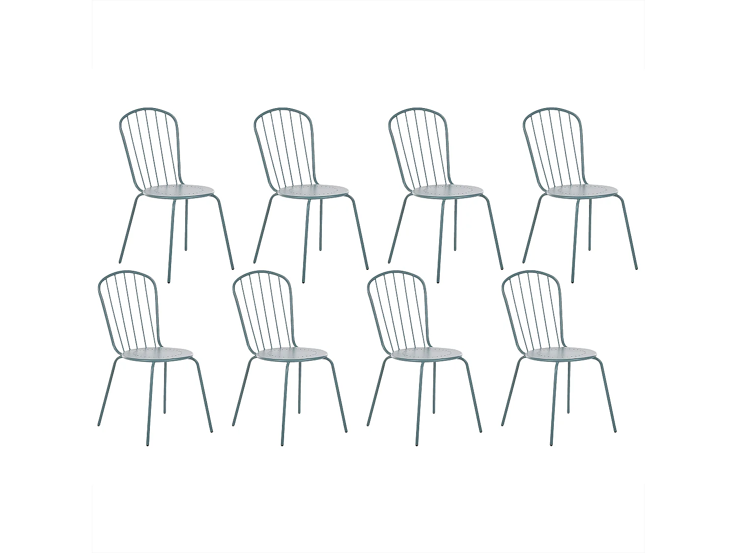 Lot de 8 chaises CALVI Métal Bleu clair