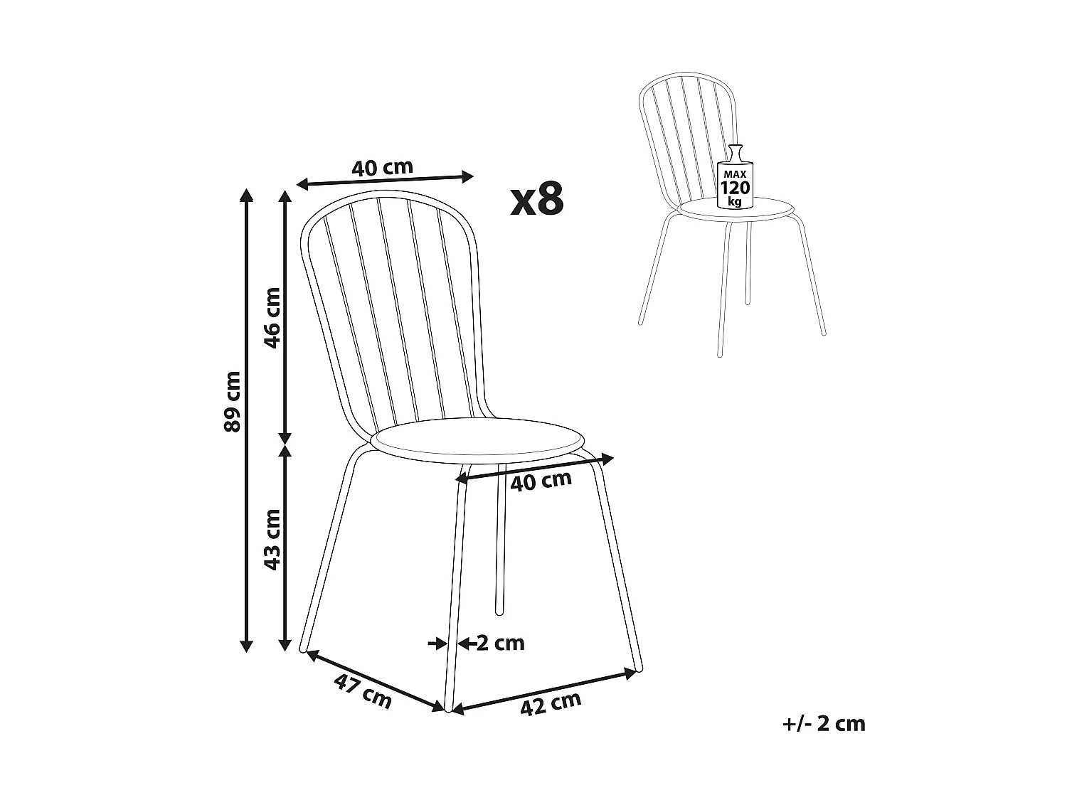 Conjunto de 8 sillas CALVI Metal Azul claro