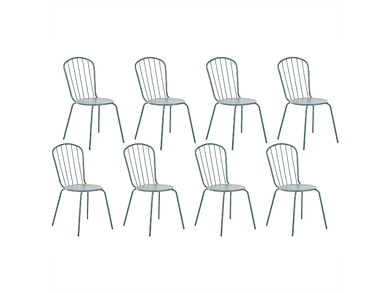 Lot de 8 chaises CALVI Métal Bleu clair
