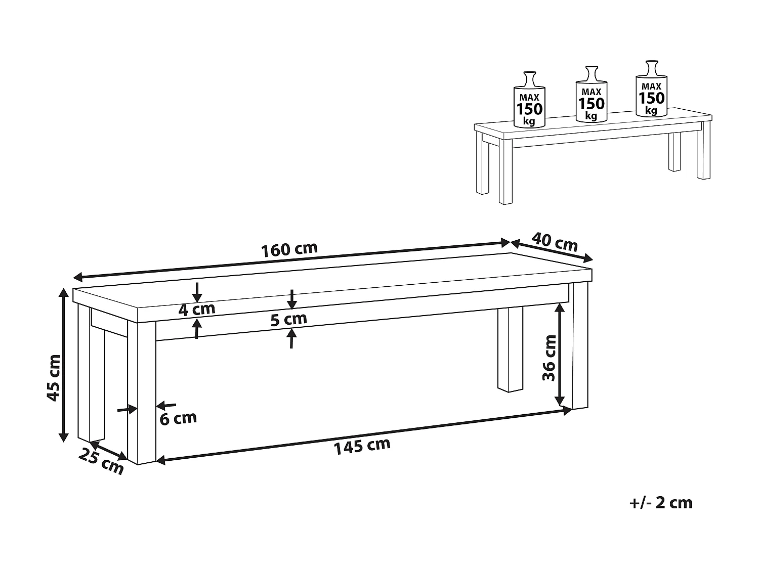 Panchina da giardino OSTUNI 160 cm Cemento Grigio