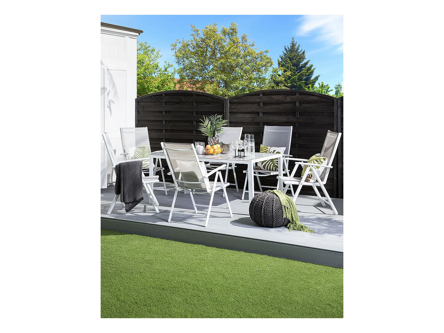 Lot de 6 chaises de jardin CATANIA Métal Gris