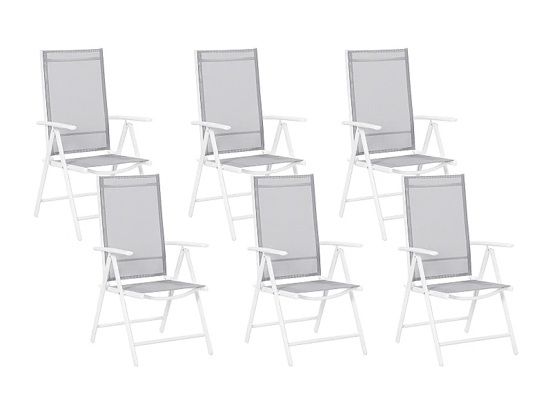 Lot de 6 chaises de jardin CATANIA Métal Gris