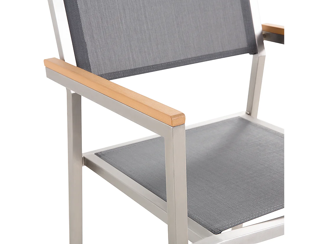 Lot de 4 chaises de jardin GROSSETO Acier inox Gris