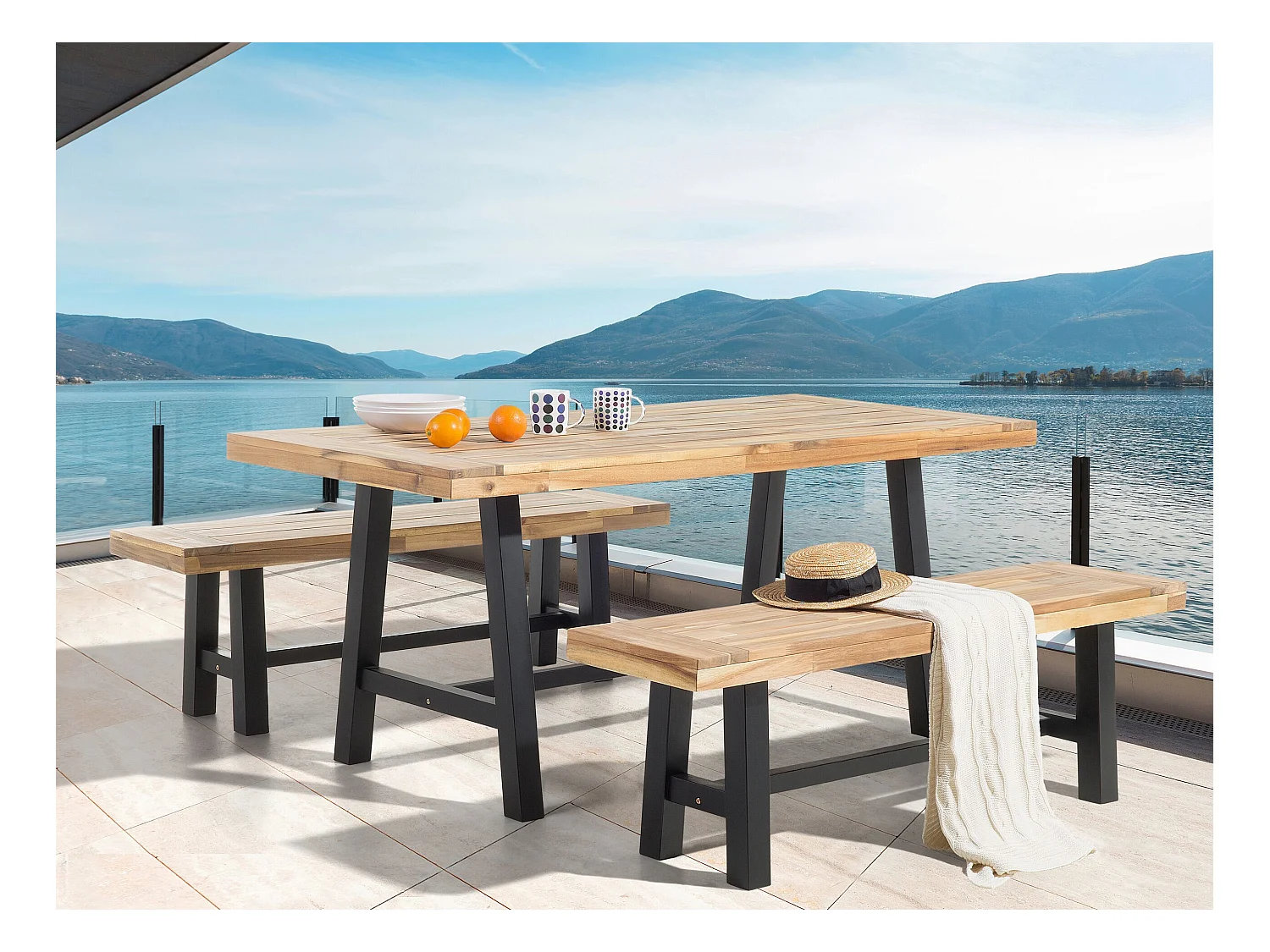 Banc de jardin SCANIA 140 cm Acacia Noir