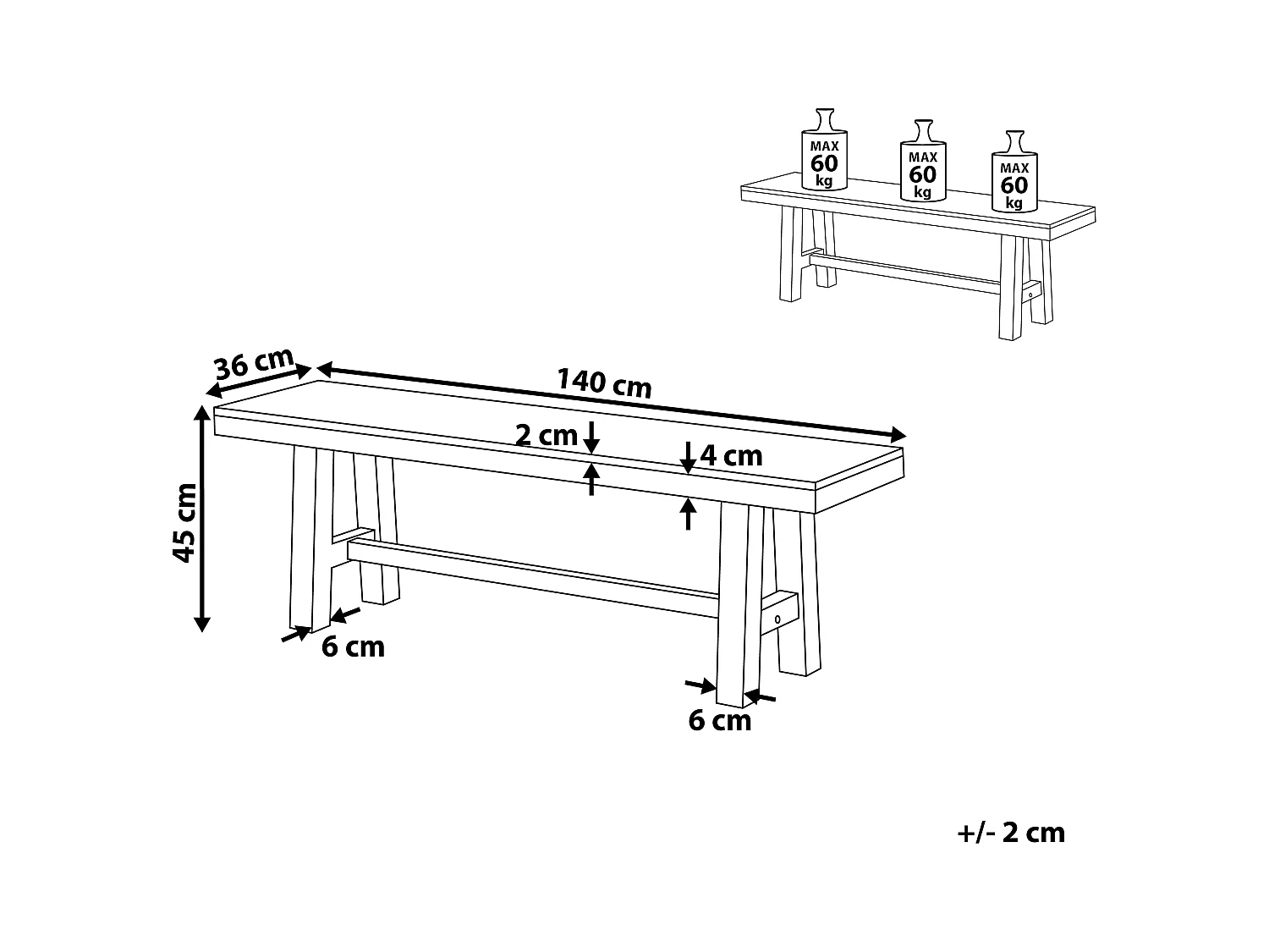 Banc de jardin SCANIA 140 cm Acacia Noir
