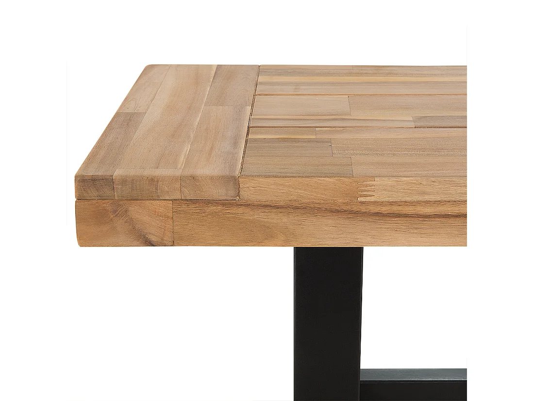 Rustikale Bank Akazienholz Massivholz braun / schwarz Scania