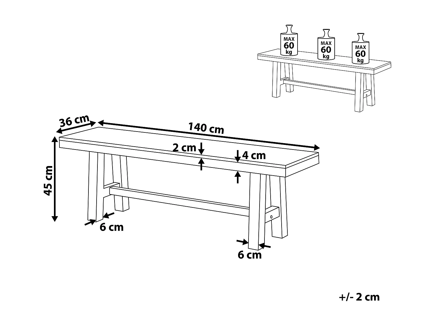 Banc de jardin SCANIA 140 cm Acacia Noir