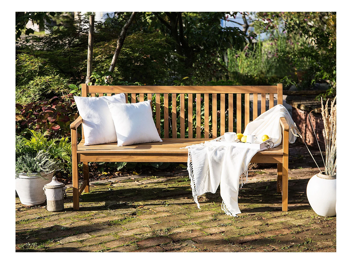 Banc de jardin VIVARA 160 cm Bois d'acacia certifié Marron clair