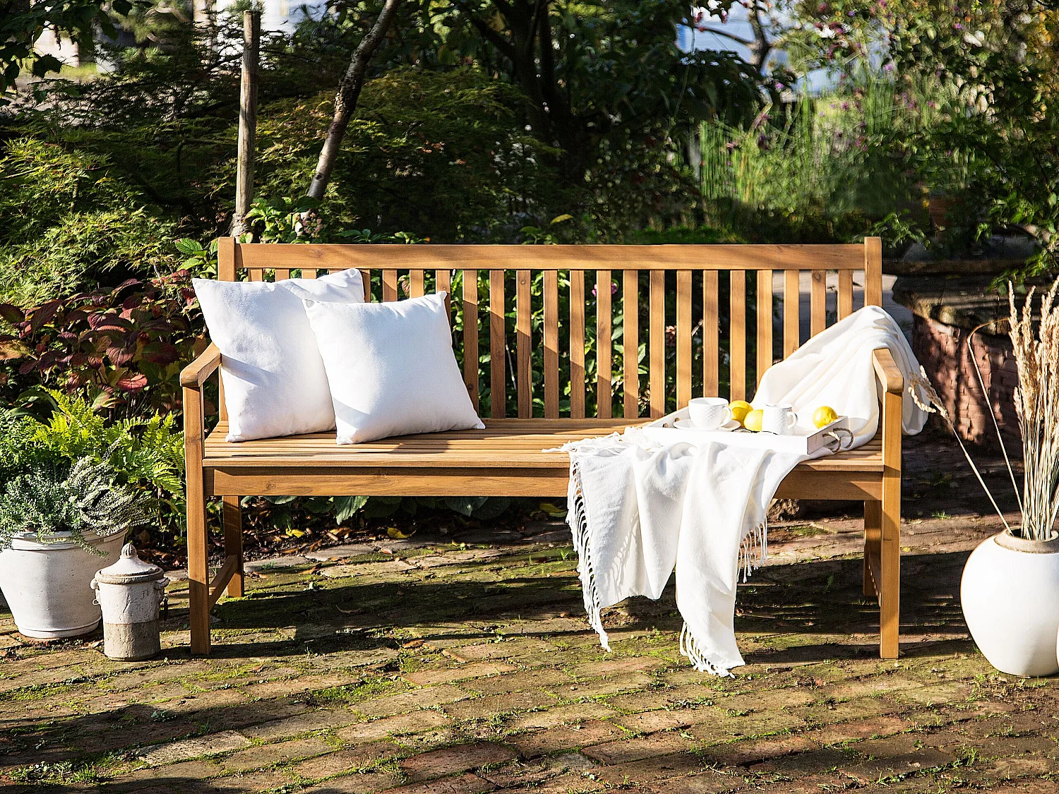 Banc de jardin VIVARA 160 cm Bois d'acacia certifié Marron clair