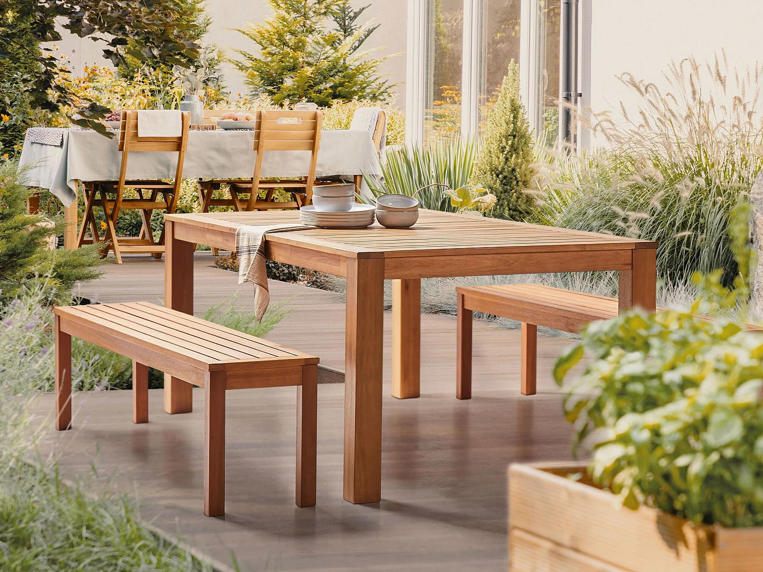 Banc de jardin MONSANO 170 cm Bois d'eucalyptus Marron