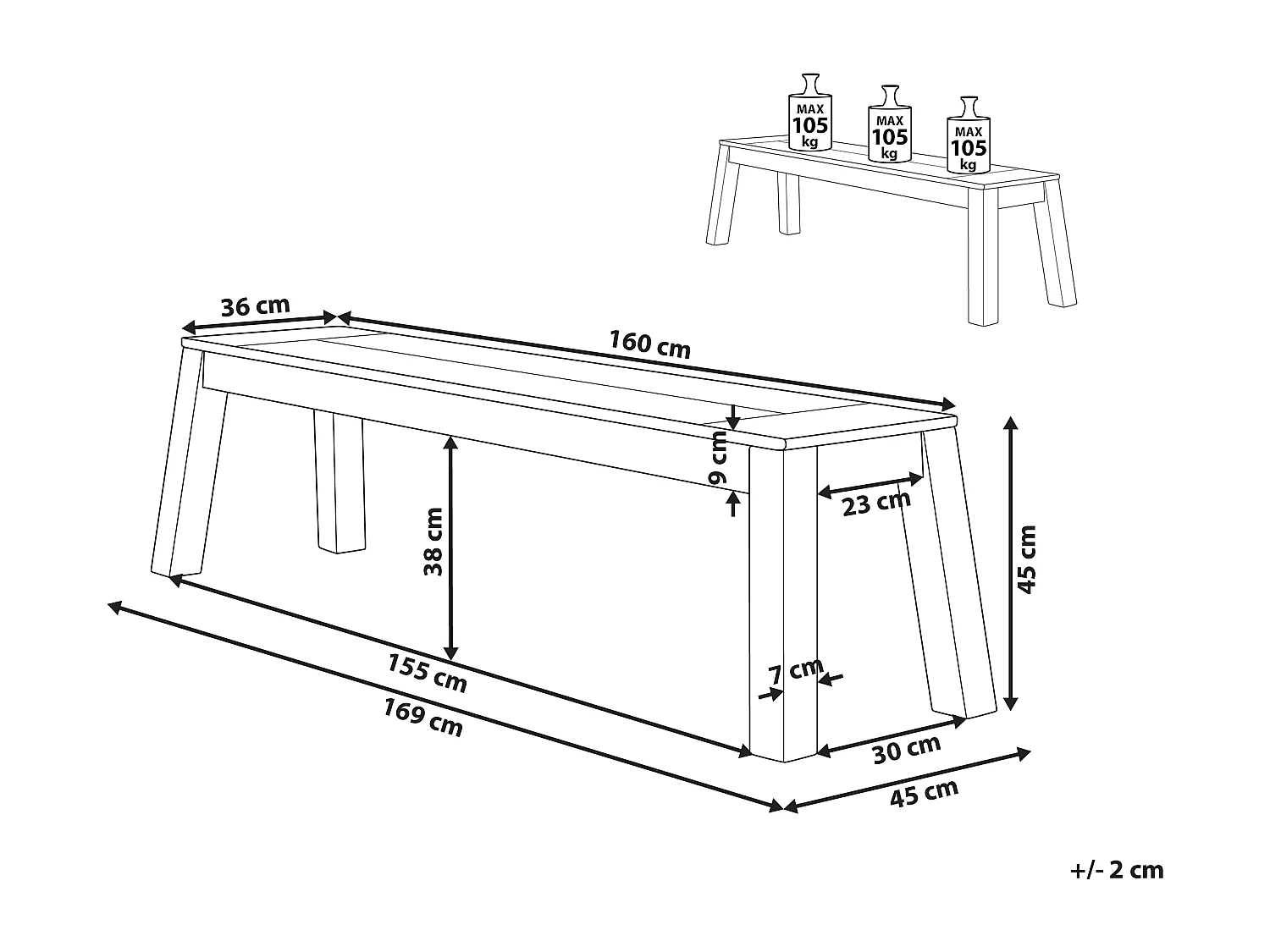 Banc de jardin LIVORNO 169 cm Acacia Marron