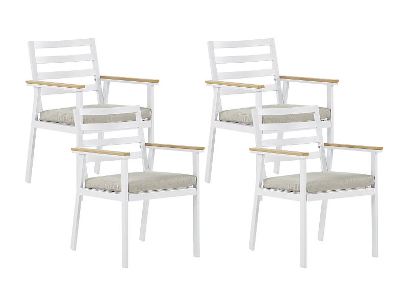 Lot de 4 chaises de jardin avec coussins CAVOLI Métal Beige
