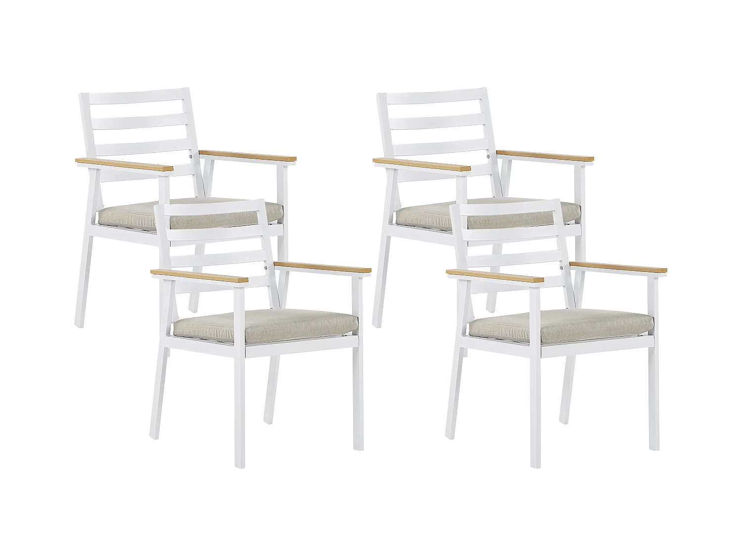 Lot de 4 chaises de jardin avec coussins CAVOLI Métal Beige