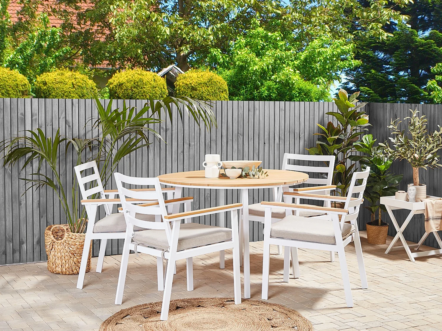 Set di 4 sedie da giardino con cuscini CAVOLI Metallo Beige