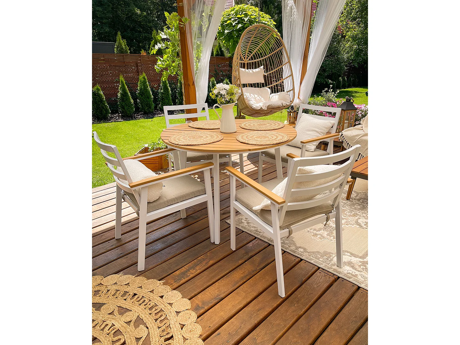 Set di 4 sedie da giardino con cuscini CAVOLI Metallo Beige