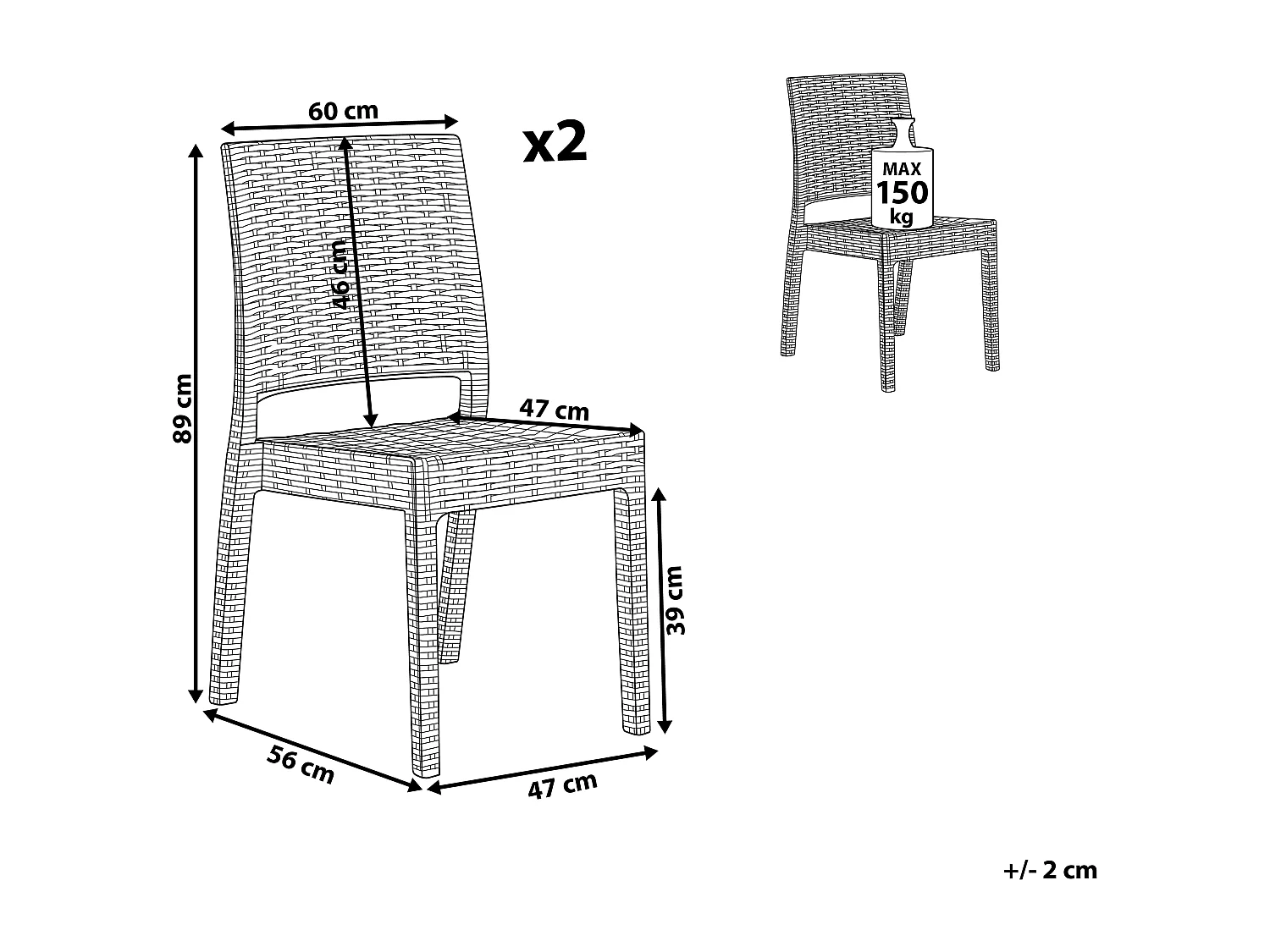Set di 2 sedie da giardino FOSSANO Materiale sintetico Grigio chiaro