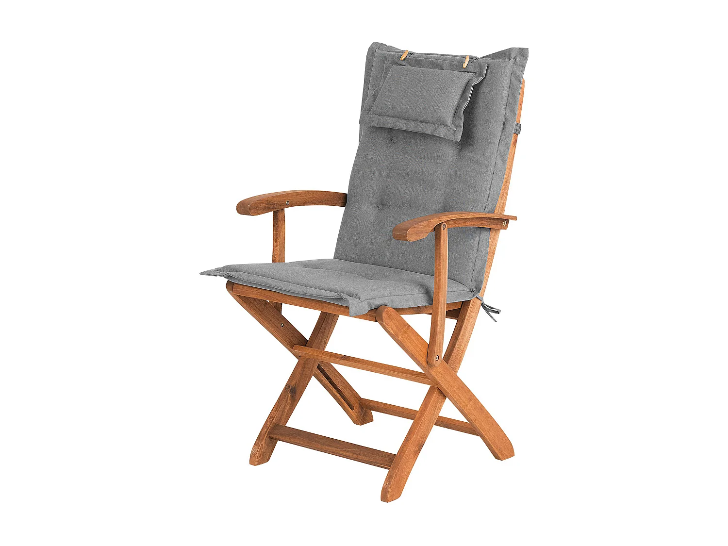 Lot de 2 chaises de jardin avec coussins MAUI Acacia Gris