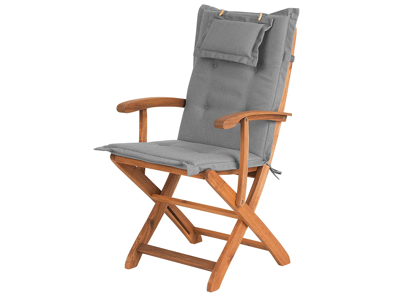 Lot de 2 chaises de jardin avec coussins MAUI Acacia Gris
