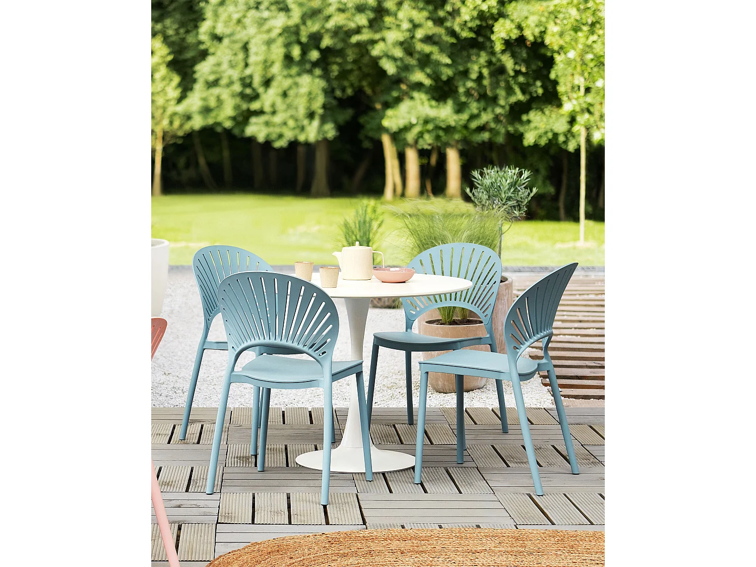 Set van 4 tuinstoelen OSTIA Synthetisch materiaal Lichtblauw