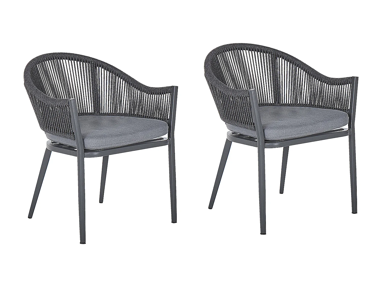 Lot de 2 chaises de jardin avec coussins MILETO Métal Gris