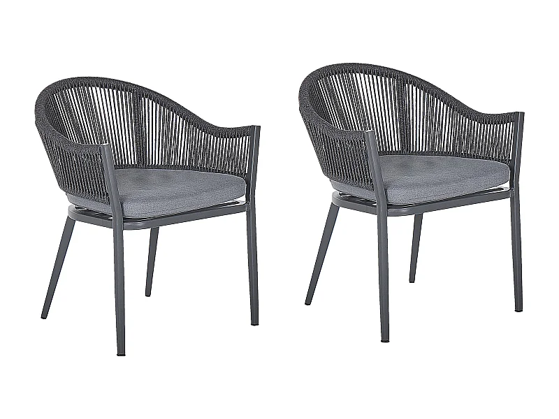 Set mit 2 Stühlen und Sitzkissen MILETO Metall Grau