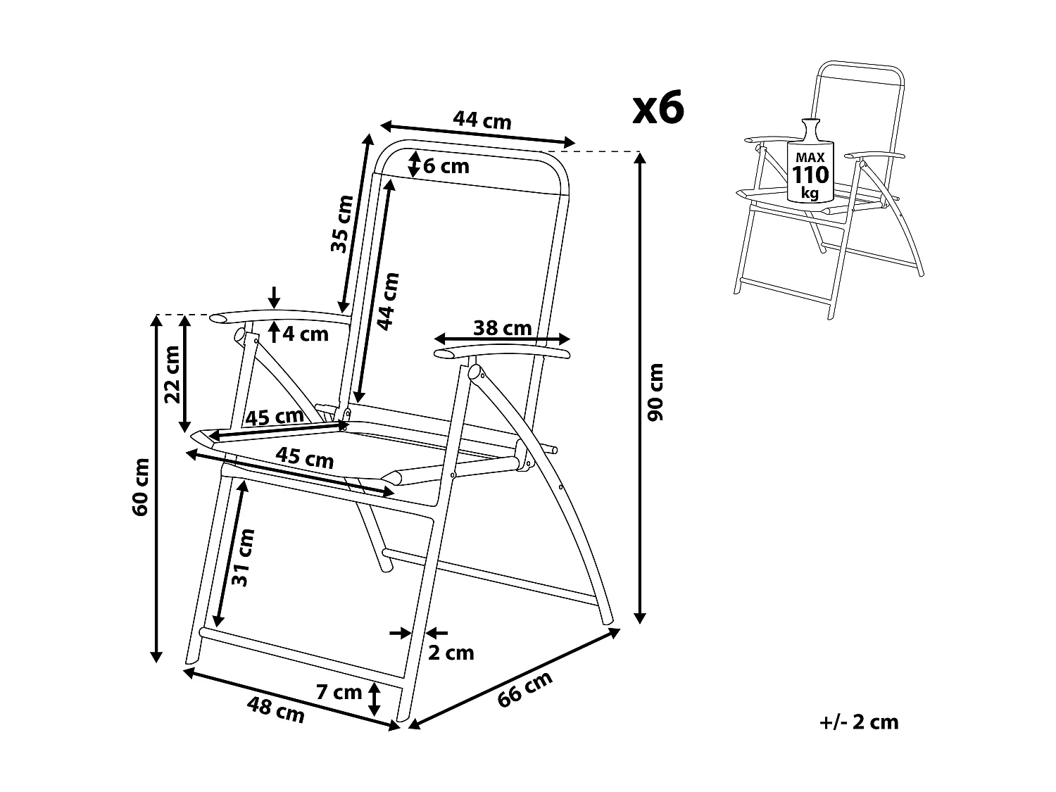 Set van 6 tuinstoelen LIVO Metaal Zwart