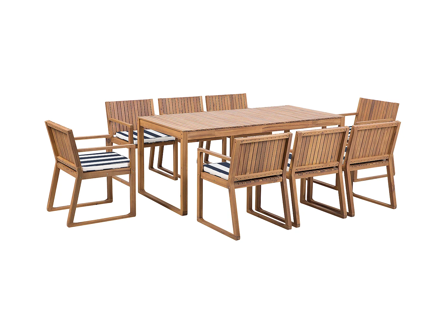 Salle à manger de jardin 8 places SASSARI avec coussins Acacia Bleu marine