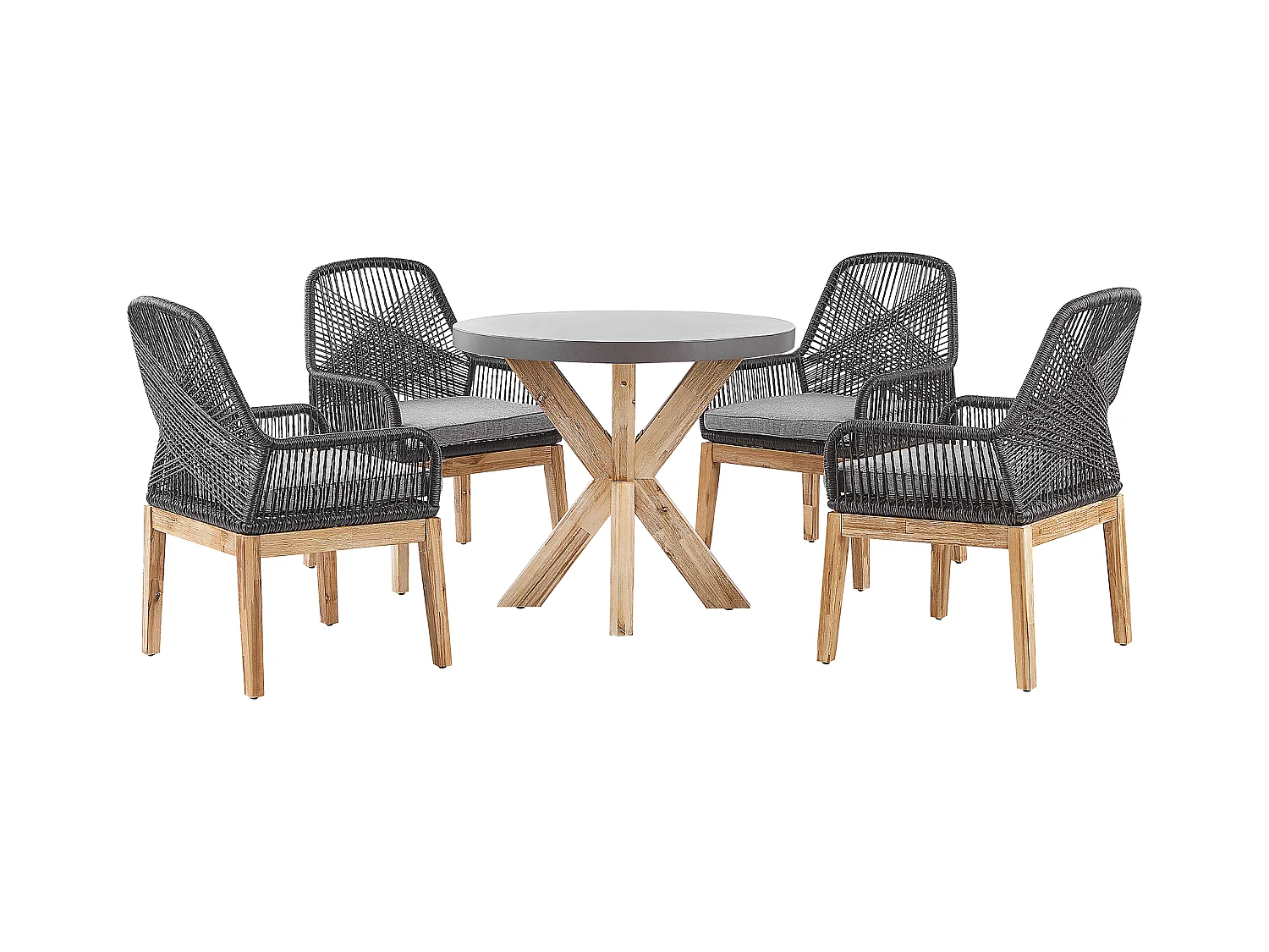 Gartenmöbel Set 4-Sitzer OLBIA inkl. Kissen Beton Schwarz