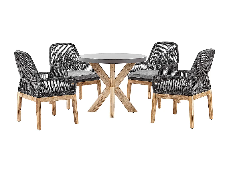 Gartenmöbel Set 4-Sitzer OLBIA inkl. Kissen Beton Schwarz