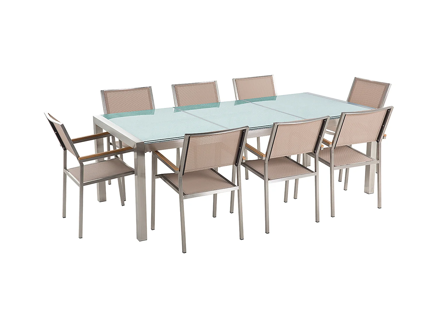 Gartenmöbel Set 8-Sitzer GROSSETO Crashglas Transparent / Beige
