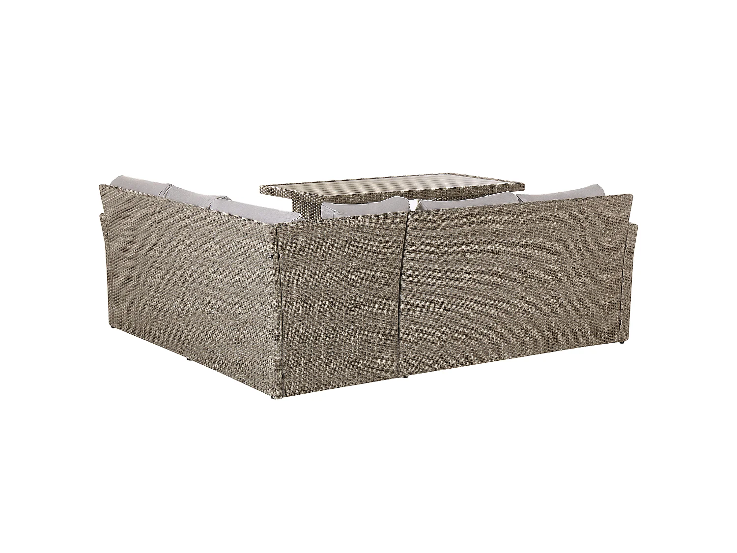 Ensemble de salon de jardin avec table et ottoman 5 places BARDI avec coussins Taupe