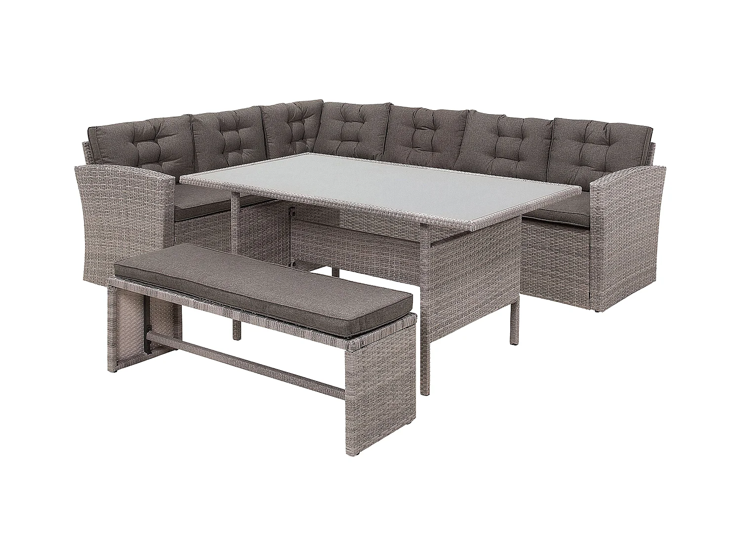 Ensemble de salon de jardin avec table 8 places VITERBO avec coussins Gris