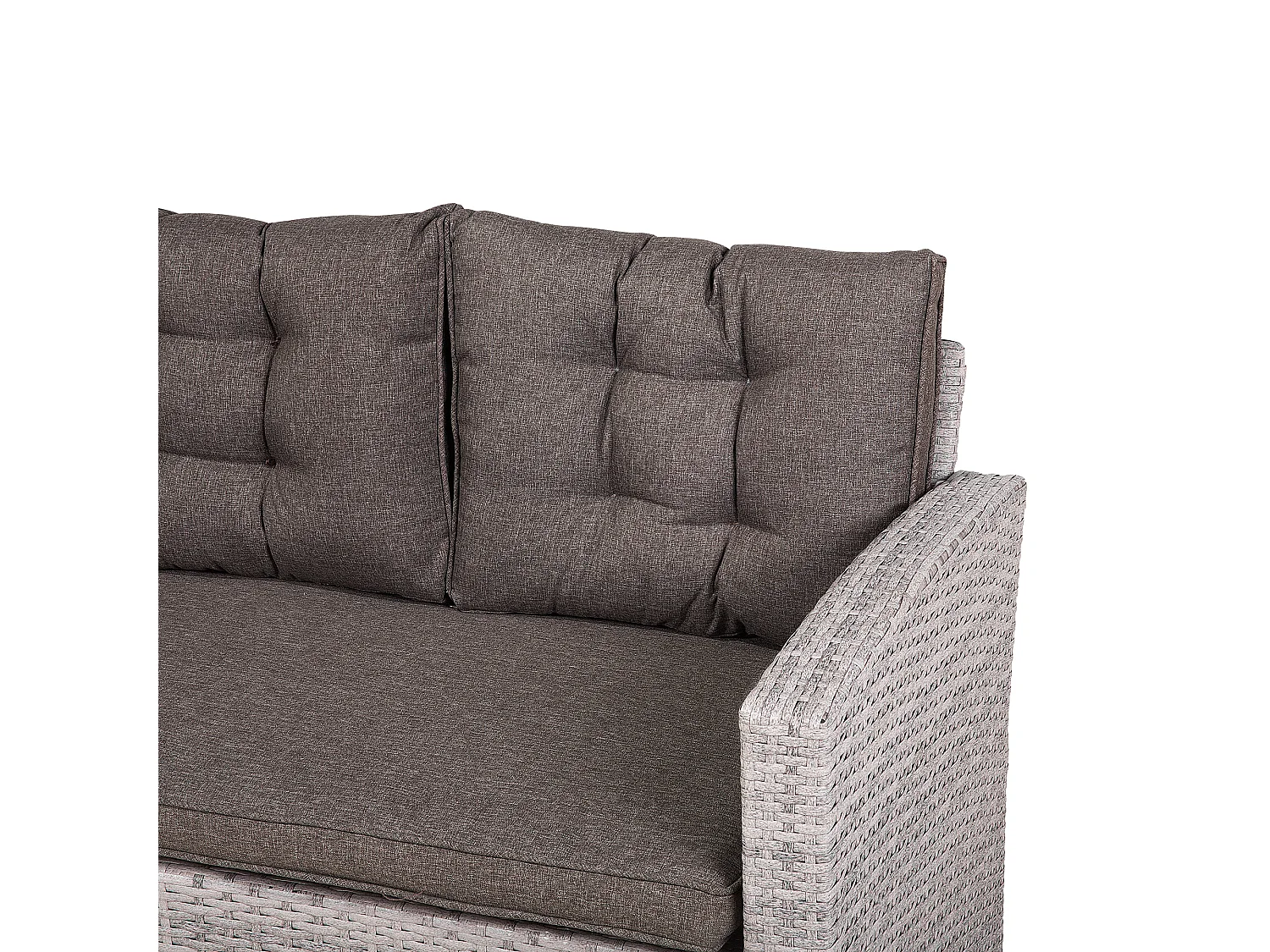 Ensemble de salon de jardin avec table 8 places VITERBO avec coussins Polyrotin Gris