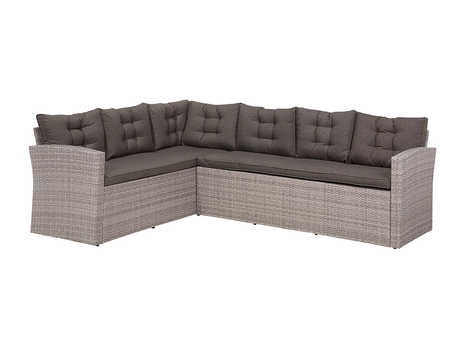 Ensemble de salon de jardin avec table 8 places VITERBO avec coussins Polyrotin Gris