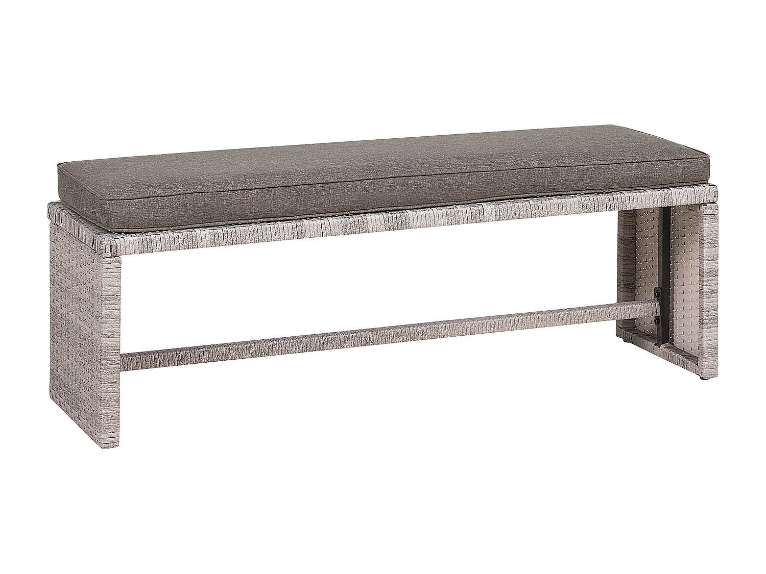 Ensemble de salon de jardin avec table 8 places VITERBO avec coussins Polyrotin Gris