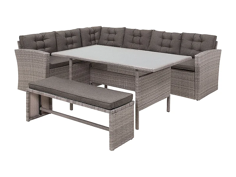 Set da giardino con tavolo 8 posti VITERBO con cuscini Grigio