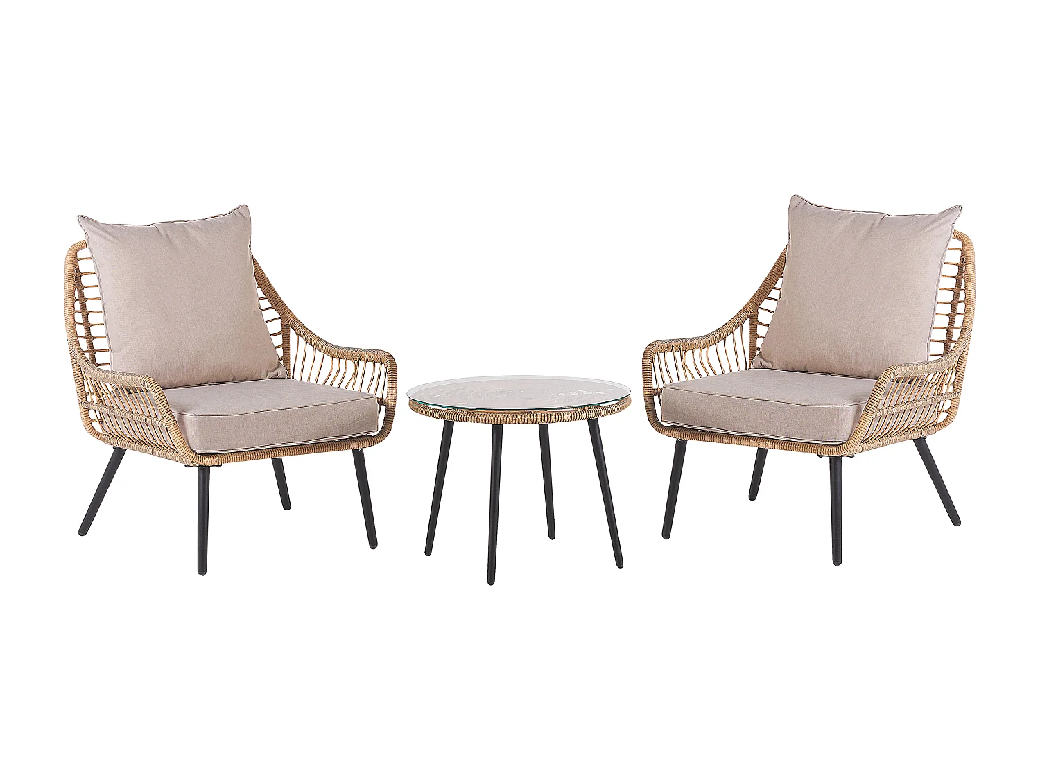 Ensemble pour bistro avec coussins LAURETO Naturel