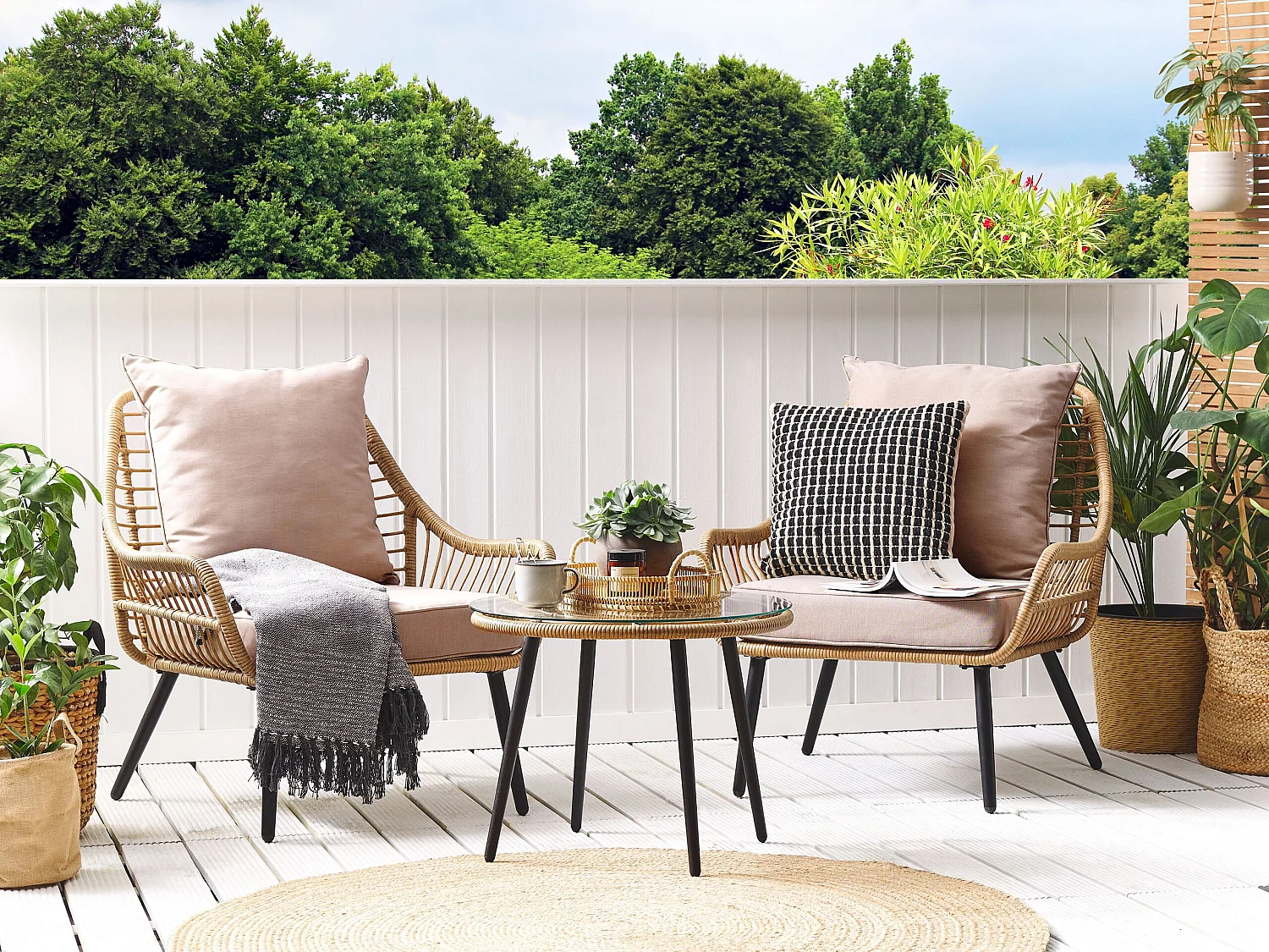 Bistroset met kussens LAURETO Natuurlijk