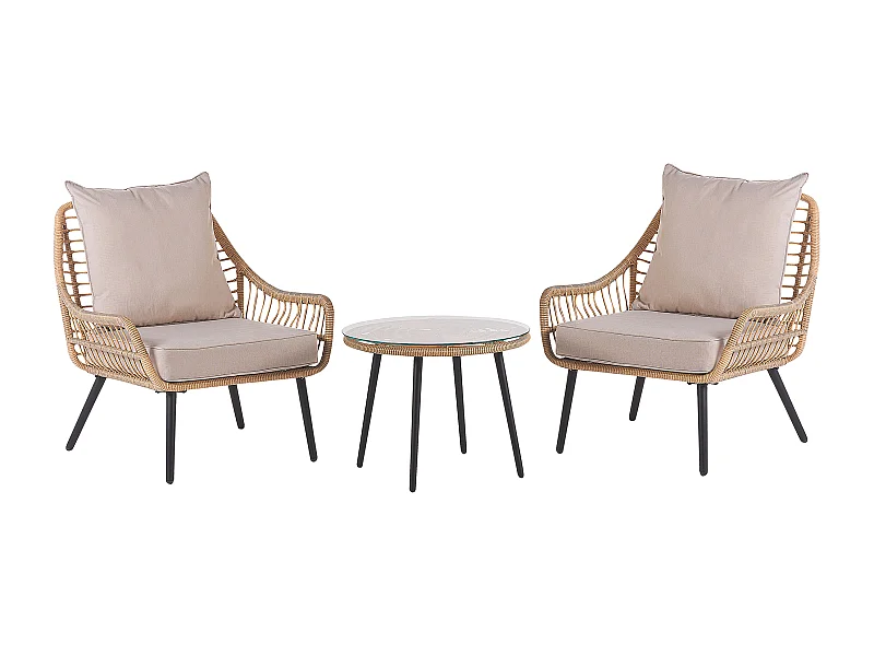 Ensemble pour bistro avec coussins LAURETO Naturel